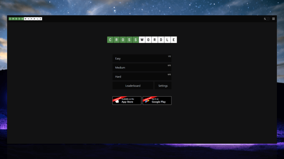 Crosswordle screen 1