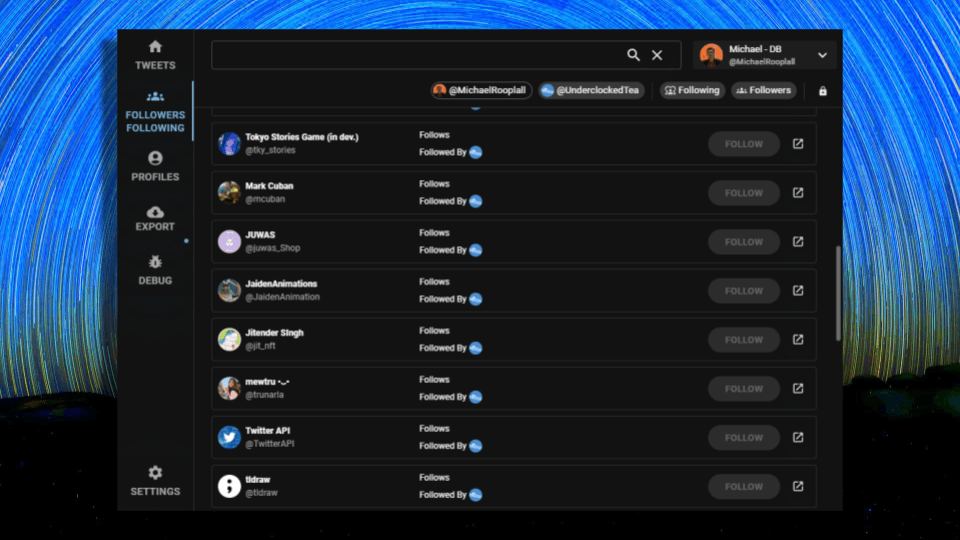 Material Twitter Archiver screen 2