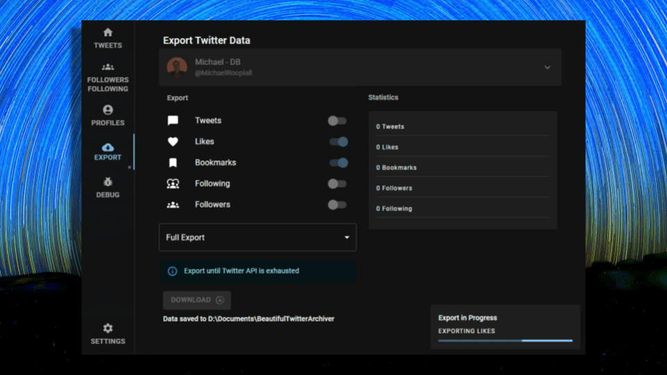 Material Twitter Archiver screen 3