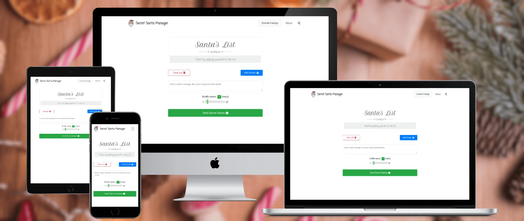 Secret Santa Manager screen 1