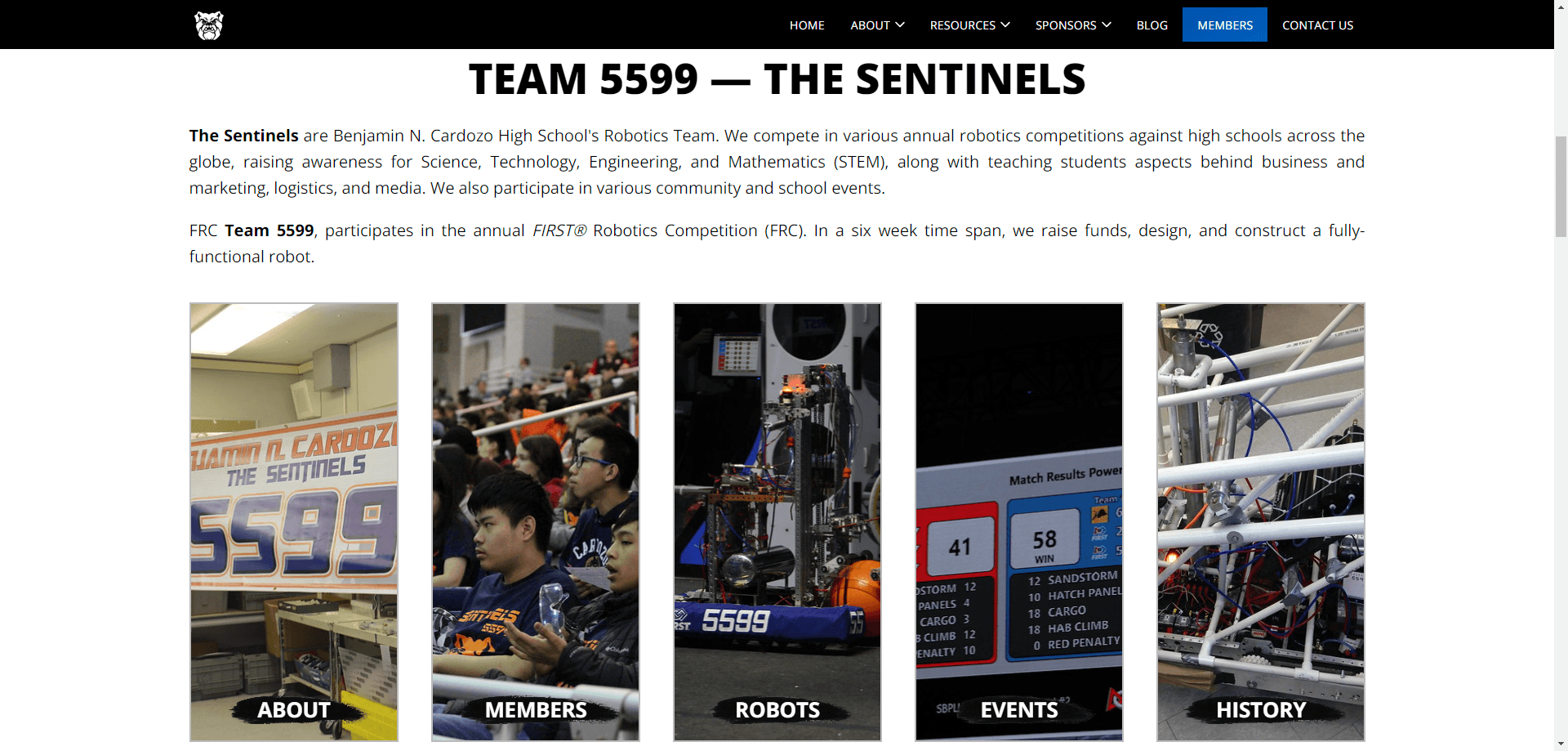 The Sentinels Website screen 3