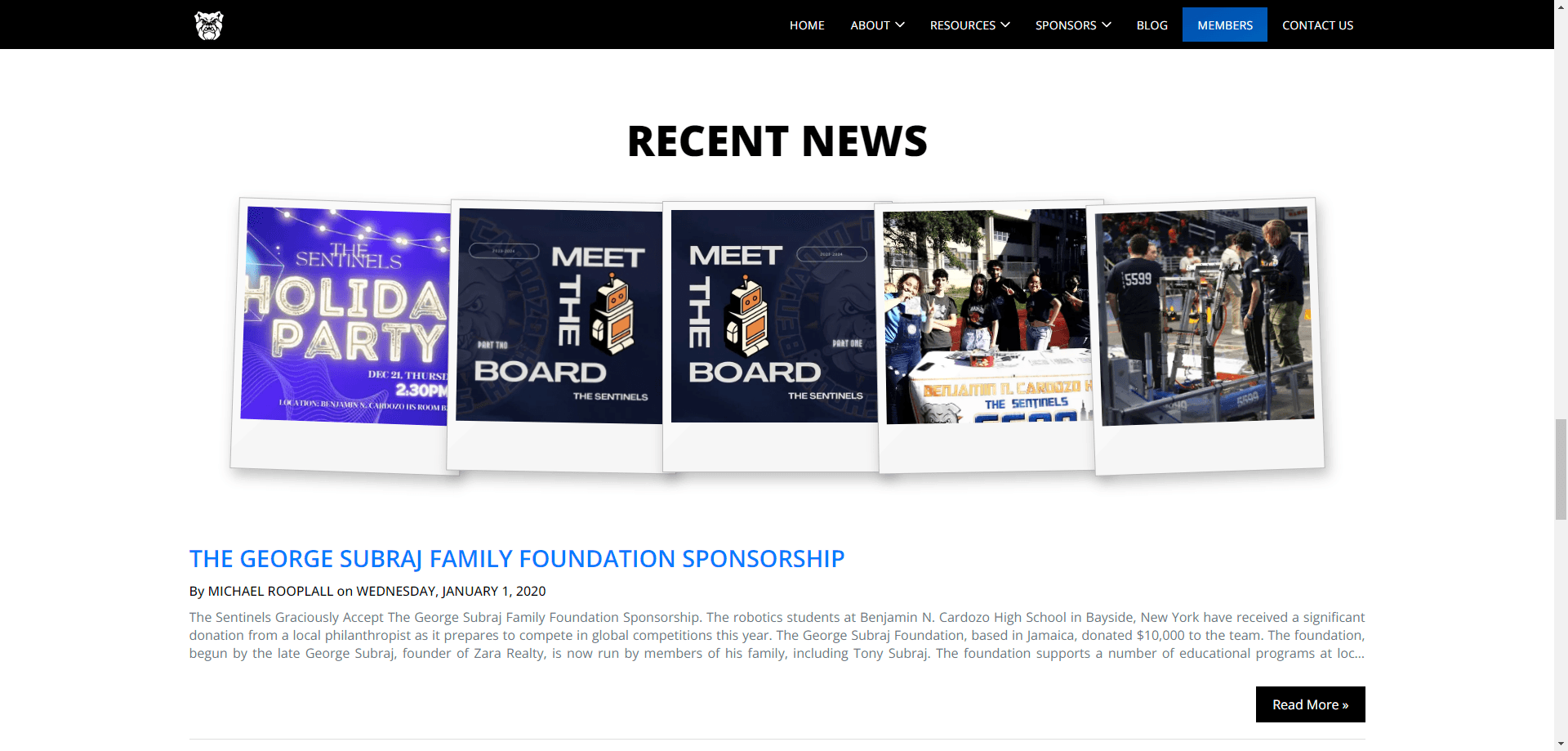 The Sentinels Website screen 4