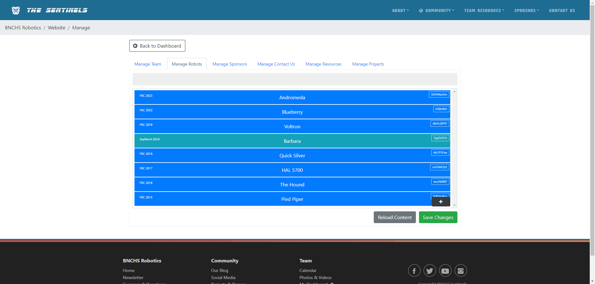 The Sentinels Website screen 6